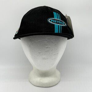 VTG Detroit Pistons Youth Hat DEADSTOCK Snapback Black Teal Horse Logo NBA NWT
